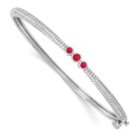 Load image into Gallery viewer, 14k White Gold 7/8 carat Lab Grown Diamond VS/SI+ G+ and Lab Created Ruby Bangle Bracelet
