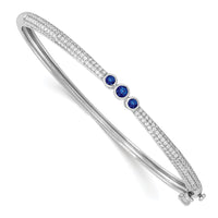 Load image into Gallery viewer, 14k White Gold 7/8 carat Lab Grown Diamond VS/SI+ G+ and Lab Created Blue Sapphire Bangle Bracelet
