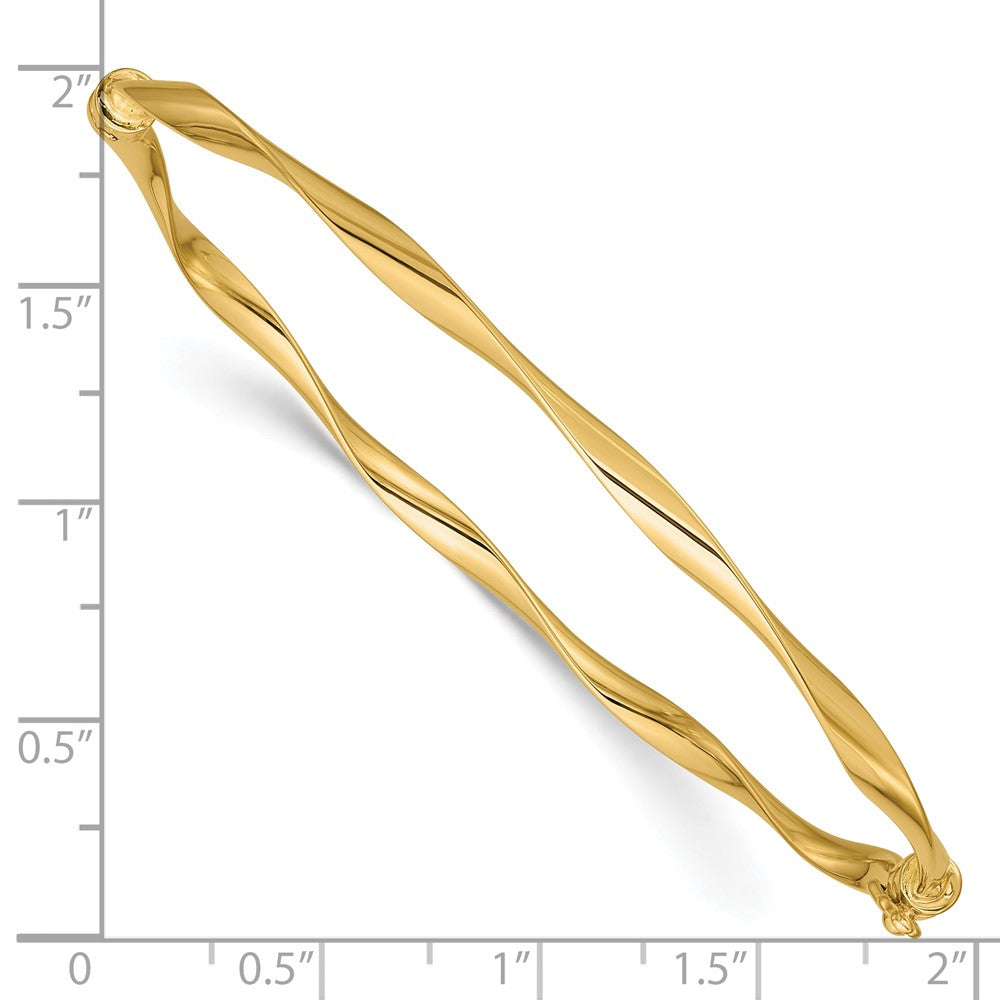 14K Polished Twisted Hinged Bangle