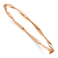 Load image into Gallery viewer, 14K Rose Gold Polished Twisted Hinged Bangle
