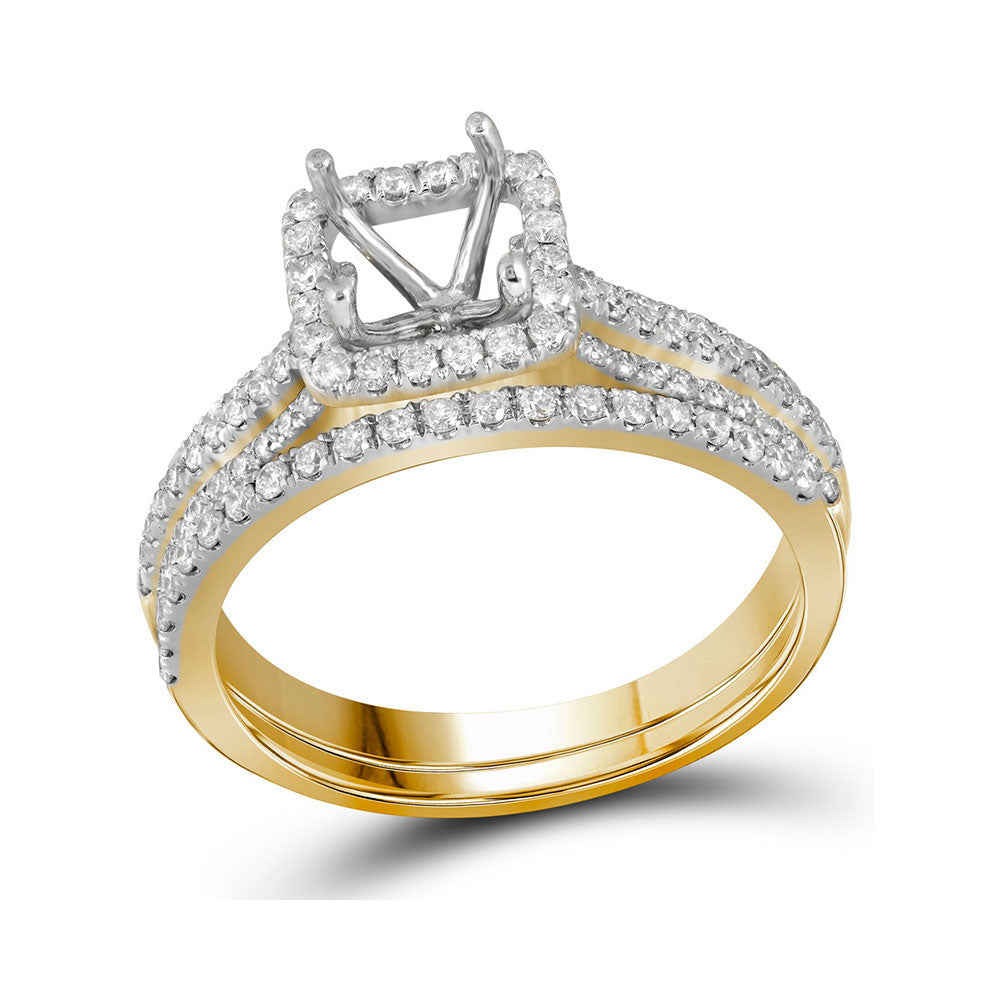 14kt Yellow Gold Diamond Semi-Mount Bridal Wedding Engagement Ring Setting