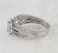 Load image into Gallery viewer, 14kt White Gold Womens Round Diamond Cluster Bridal Wedding Engagement Ring Band Set 1.00 Cttw
