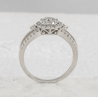 Load image into Gallery viewer, 14kt White Gold Womens Round Diamond Cluster Bridal Wedding Engagement Ring Band Set 1.00 Cttw
