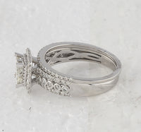 Load image into Gallery viewer, 14kt White Gold Womens Princess Diamond Halo Bridal Wedding Engagement Ring Band Set 1.00 Cttw
