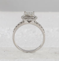 Load image into Gallery viewer, 14kt White Gold Womens Princess Diamond Halo Bridal Wedding Engagement Ring Band Set 1.00 Cttw
