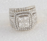 Load image into Gallery viewer, 14kt Yellow Gold Womens Princess Diamond Bridal Wedding Engagement Ring Band Set 4-1/2 Cttw
