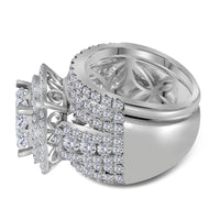 Load image into Gallery viewer, 14kt White Gold Womens Princess Diamond Bridal Wedding Engagement Ring Band Set 4-1/2 Cttw
