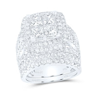 Load image into Gallery viewer, 14kt White Gold Womens Princess Diamond Bridal Wedding Engagement Ring Band Set 4-1/2 Cttw
