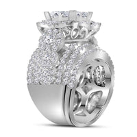 Load image into Gallery viewer, 14kt White Gold Womens Princess Diamond Bridal Wedding Engagement Ring Band Set 5.00 Cttw
