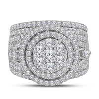Load image into Gallery viewer, 14kt White Gold Womens Round Diamond Flower Cluster Halo Bridal Wedding Engagement Ring Band Set 2-3/4 Cttw
