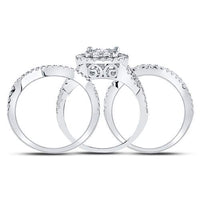 Load image into Gallery viewer, 14kt White Gold Womens Round Diamond Bridal Wedding Engagement Ring Band Set 2.00 Cttw
