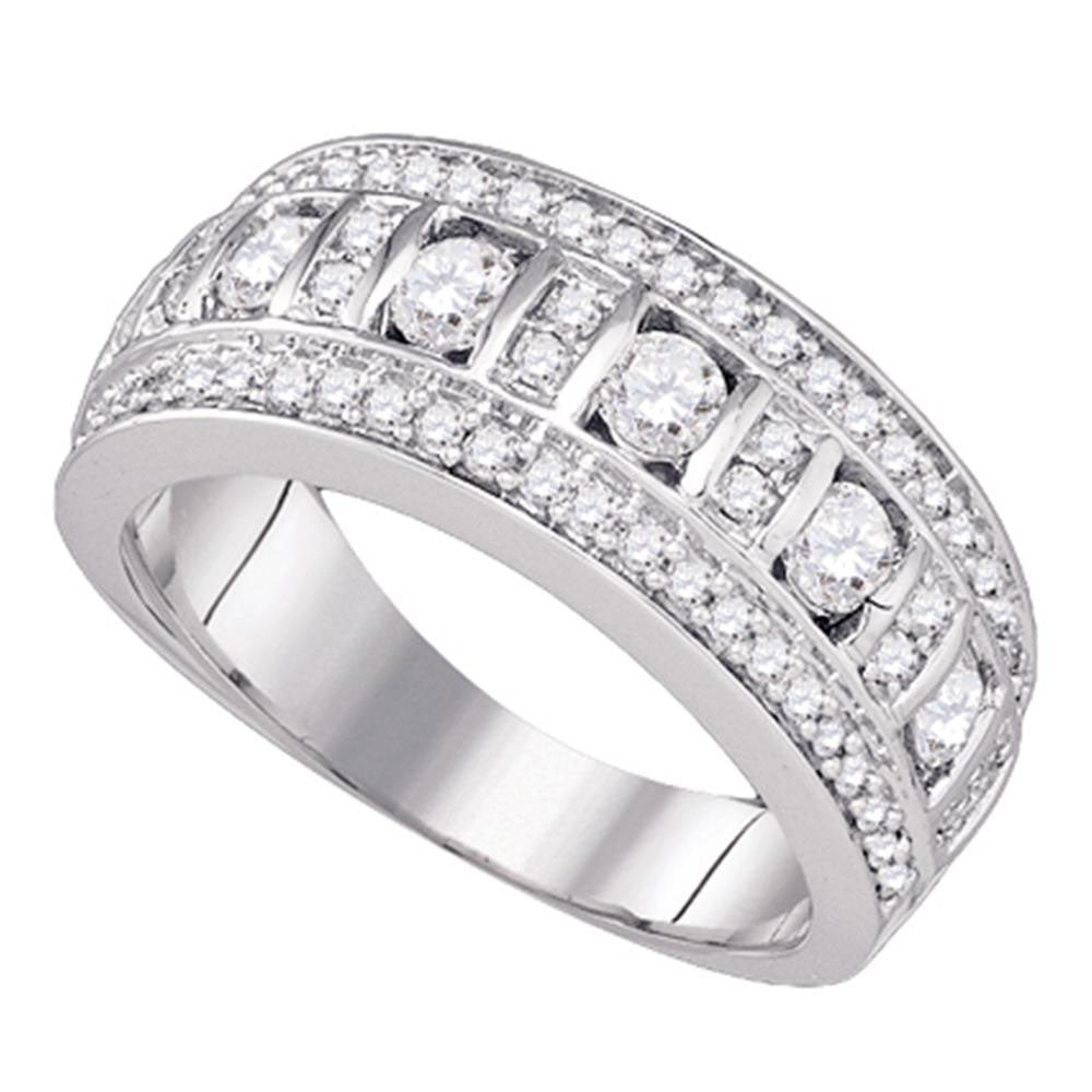 14kt White Gold Womens Round Channel-set Diamond Triple Row Band 1.00 Cttw