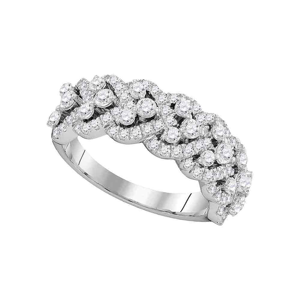 14kt White Gold Womens Round Diamond Spade-shape Band Ring 1-3/8 Cttw