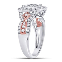 Load image into Gallery viewer, 14kt Two-tone Gold Womens Diamond Teardrop Cluster Bridal Wedding Engagement Ring 1.00 Cttw
