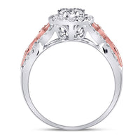 Load image into Gallery viewer, 14kt Two-tone Gold Womens Diamond Teardrop Cluster Bridal Wedding Engagement Ring 1.00 Cttw
