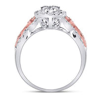 Load image into Gallery viewer, 14kt Two-tone Gold Womens Diamond Teardrop Cluster Bridal Wedding Engagement Ring 1.00 Cttw
