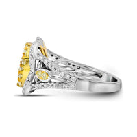 Load image into Gallery viewer, 14kt White Gold Womens Round Canary Yellow Diamond Cluster Ring 1-3/4 Cttw
