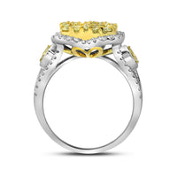 Load image into Gallery viewer, 14kt White Gold Womens Round Canary Yellow Diamond Cluster Ring 1-3/4 Cttw
