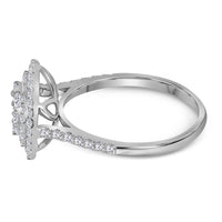 Load image into Gallery viewer, 14kt White Gold Womens Round Diamond Concentric Double Halo Cluster Ring 1.00 Cttw
