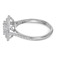 Load image into Gallery viewer, 14kt White Gold Womens Round Diamond Concentric Double Halo Cluster Ring 1.00 Cttw
