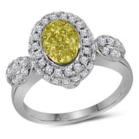 Load image into Gallery viewer, 14kt White Gold Womens Round Yellow Color Enhanced Diamond Cluster Ring 1.00 Cttw
