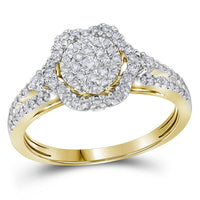 Load image into Gallery viewer, 14kt Yellow Gold Womens Round Diamond Cluster Bridal Wedding Engagement Ring 5/8 Cttw
