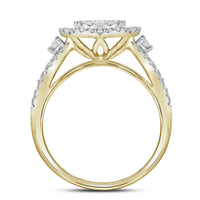 Load image into Gallery viewer, 14kt Yellow Gold Womens Round Diamond Cluster Bridal Wedding Engagement Ring 5/8 Cttw
