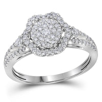 Load image into Gallery viewer, 14kt White Gold Womens Round Diamond Cluster Bridal Wedding Engagement Ring 5/8 Cttw
