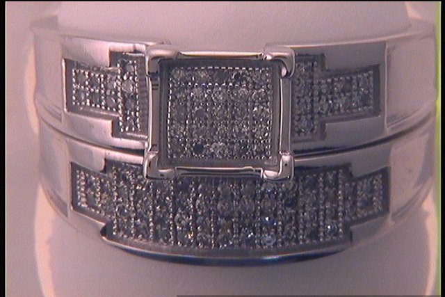 10kt White Gold Womens Round Diamond Bridal Wedding Engagement Ring Band Set 1/3 Cttw