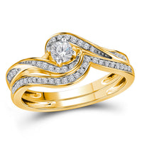 Load image into Gallery viewer, 10kt Yellow Gold Womens Round Diamond Bridal Wedding Engagement Ring Band Set 1/3 Cttw
