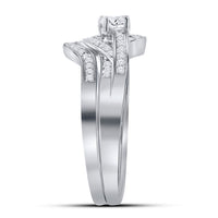 Load image into Gallery viewer, 10kt White Gold Womens Round Diamond Bridal Wedding Engagement Ring Band Set 1/3 Cttw
