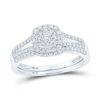 Load image into Gallery viewer, 10kt White Gold Womens Round Diamond Bridal Wedding Engagement Ring Band Set 1/2 Cttw

