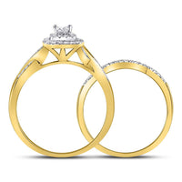 Load image into Gallery viewer, 14kt Yellow Gold Womens Princess Diamond Bridal Wedding Engagement Ring Band Set 1/2 Cttw
