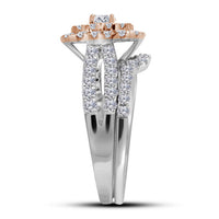 Load image into Gallery viewer, 14kt Two-tone Gold Womens Round Diamond Bridal Wedding Engagement Ring Band Set 1-1/2 Cttw
