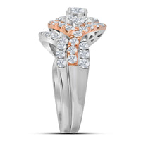 Load image into Gallery viewer, 14kt Two-tone Gold Womens Round Diamond Bridal Wedding Engagement Ring Band Set 2.00 Cttw
