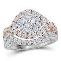 Load image into Gallery viewer, 14kt Two-tone Gold Womens Round Diamond Bridal Wedding Engagement Ring Band Set 2.00 Cttw
