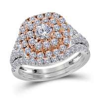 Load image into Gallery viewer, 14kt Two-tone Gold Womens Round Diamond Bridal Wedding Engagement Ring Band Set 2.00 Cttw
