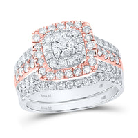 Load image into Gallery viewer, 14kt Two-tone Gold Womens Round Diamond Bridal Wedding Engagement Ring Band Set 1-1/2 Cttw
