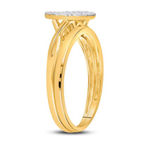Load image into Gallery viewer, 10kt Yellow Gold Womens Round Diamond Cluster Bridal Wedding Engagement Ring Band Set 1/3 Cttw
