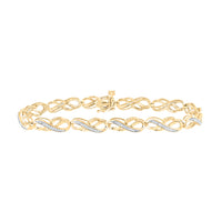 Load image into Gallery viewer, 10kt Yellow Gold Womens Round Diamond Infinity Bracelet 1/4 Cttw
