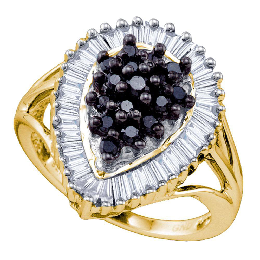 1 CT-DIA BLACK CLUSTER RING
