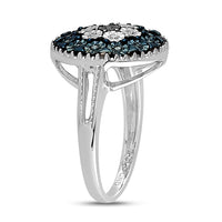 Load image into Gallery viewer, Sterling Silver Womens Round Black Color Enhanced Diamond Cluster Ring 1/8 Cttw
