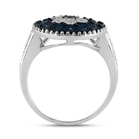 Load image into Gallery viewer, Sterling Silver Womens Round Black Color Enhanced Diamond Cluster Ring 1/8 Cttw
