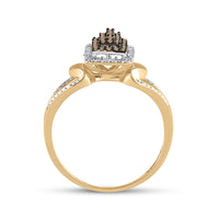 Load image into Gallery viewer, 10kt Yellow Gold Womens Round Brown Diamond Cluster Ring 1/6 Cttw
