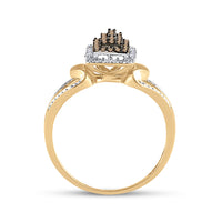 Load image into Gallery viewer, 10kt Yellow Gold Womens Round Brown Diamond Cluster Ring 1/6 Cttw
