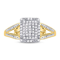 Load image into Gallery viewer, 10kt Yellow Gold Womens Round Diamond Cluster Split-shank Ring 1/5 Cttw
