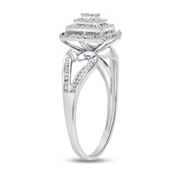 Load image into Gallery viewer, 10kt White Gold Womens Round Diamond Cluster Split-shank Ring 1/5 Cttw

