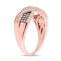 Load image into Gallery viewer, 10kt Rose Gold Womens Round Brown Diamond Band Ring 3/8 Cttw

