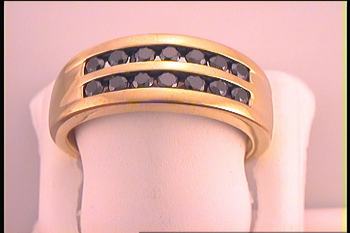 Yellow-Tone Sterling Silver Mens Round Black Color Enhanced Diamond Band Ring 1.00 Cttw