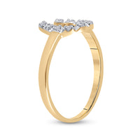 Load image into Gallery viewer, 14k Yellow Gold Diamond-accent Womens Small Horse shoe Lucky Ring 1/20 Cttw
